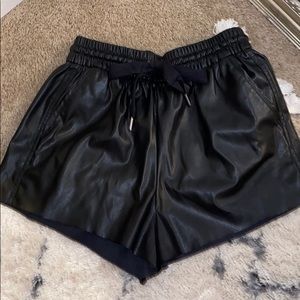 Black leather shorts